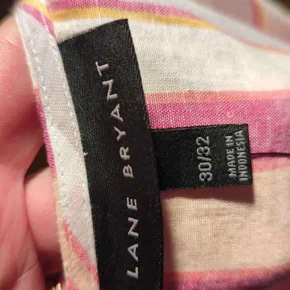 Lane Bryant linen pink Striped Tie-Shoulder Multi Color Top Size 30/32 4X  NWT - Picture 5 of 8